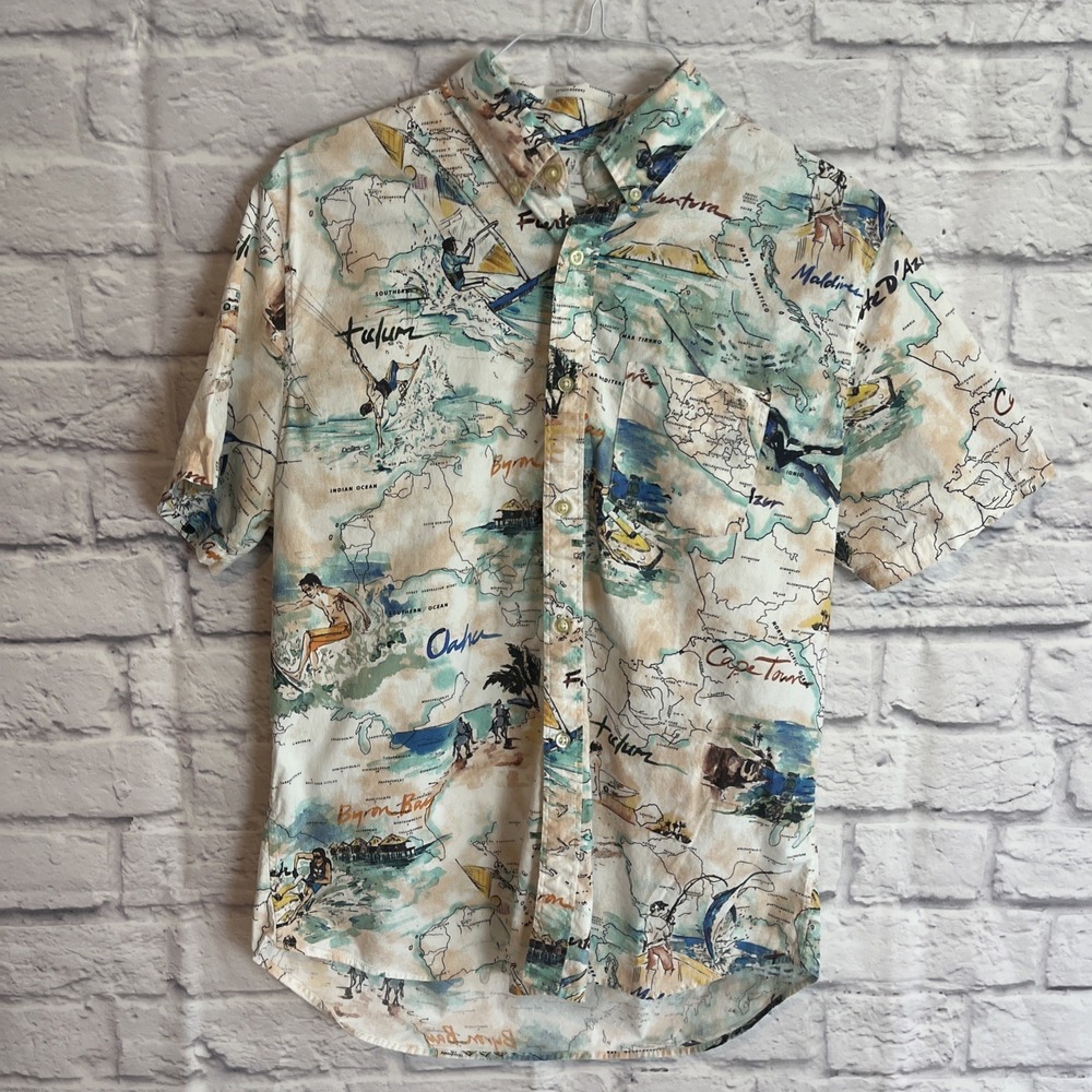Gap Men's  Tropical Print Beachy Short Sleeve  Button Down Shirt Size Large